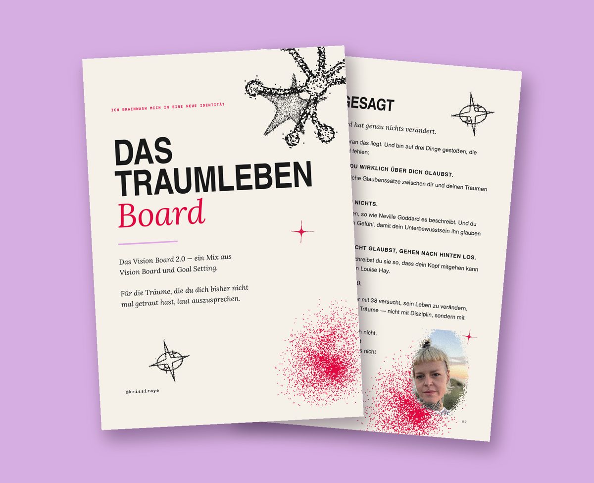 Vorschau: Cover und erste Seite des Traumleben Boards